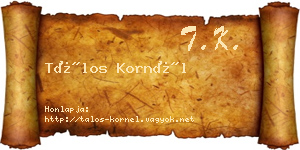 Tálos Kornél névjegykártya